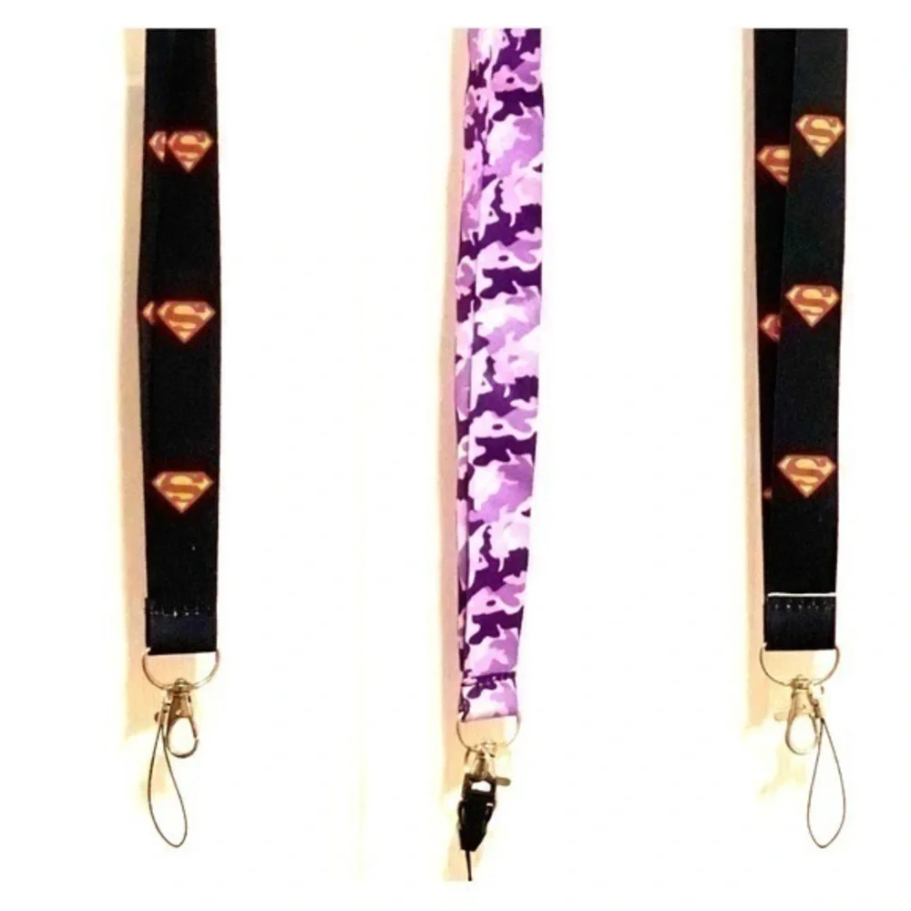 3 Key Lanyards. 2 Superman and 1 Purple Camo. NEW